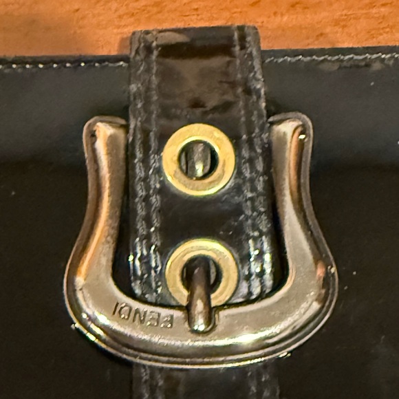 Fendi Black Patent Leather Wallet with Gold Buckle - Picture 3 of 9